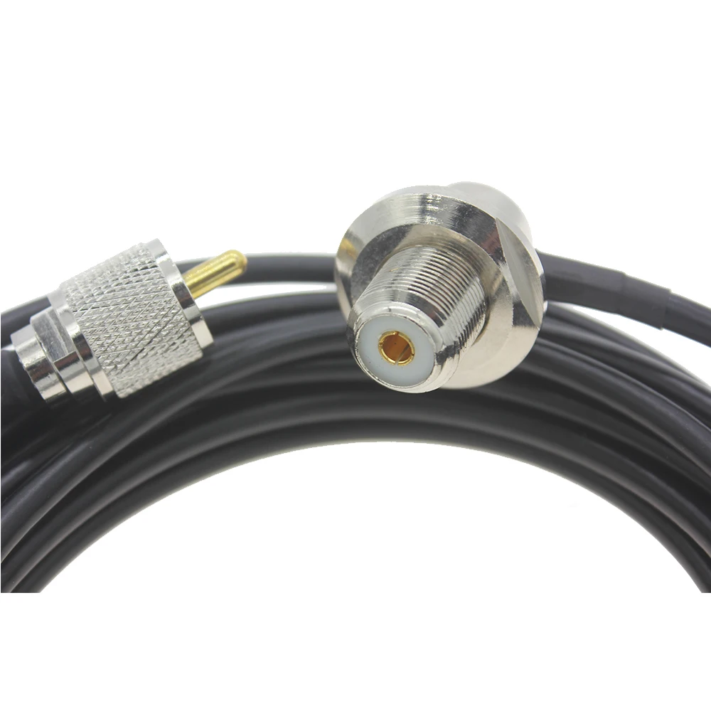 BEVOTOP Long UHF PL259 Male to UHF SO239 Female Right Angle Connector for Car Mobile Radio Antenna RG58 Coax Cable 50 Ohm