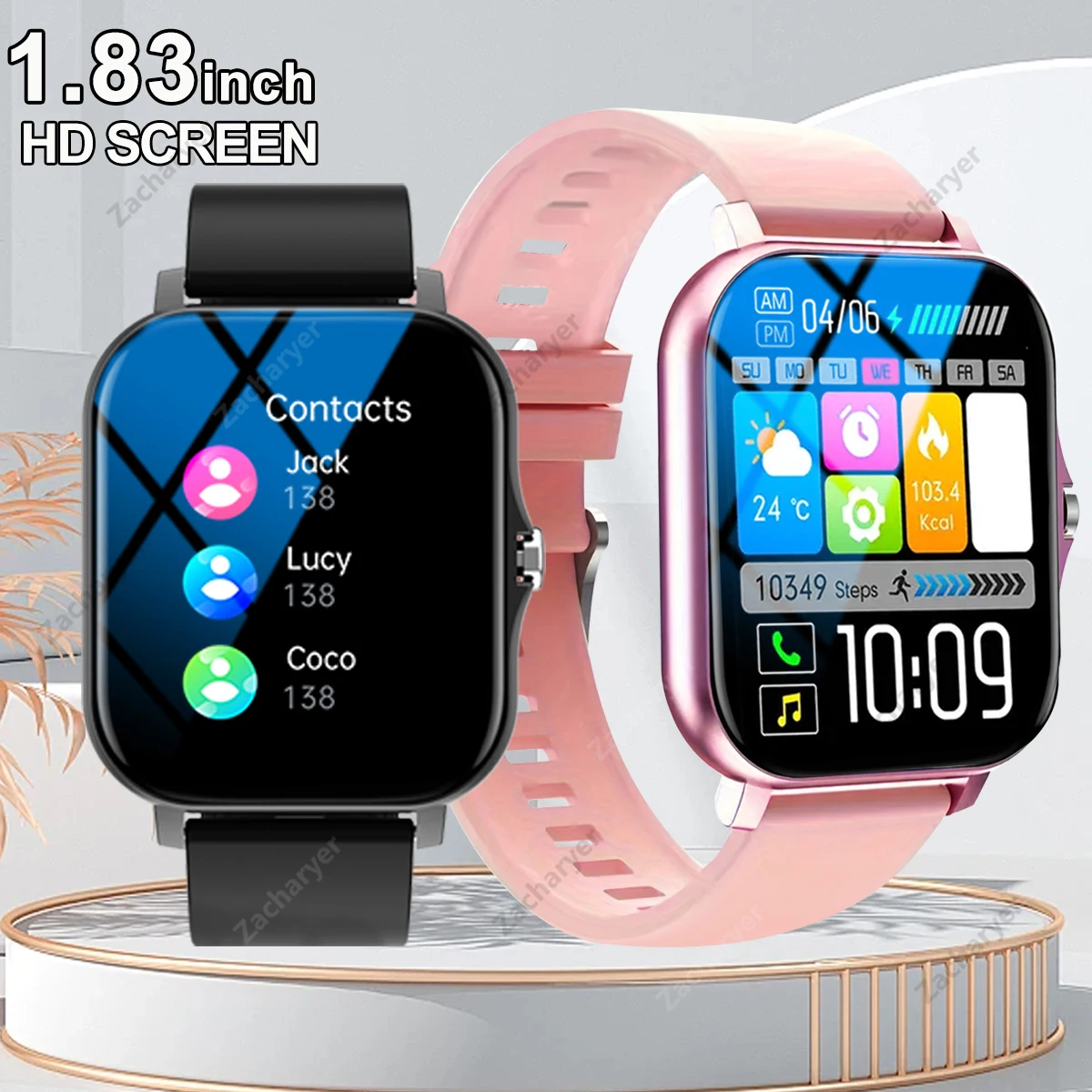 Hot Multi-Sport Mode Smartwatch, Sedentary Reminder, Weather Forecast, Message Notification, Compatible with Android & iPhones