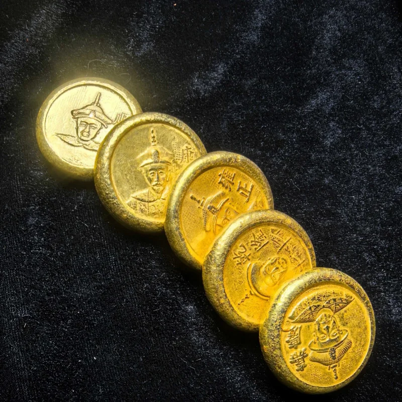 Monedas  oro  cinco emperadores  la dinastía Qing, regalo imperial  la dinastía Qing, oro puro, imitación antigua chapad