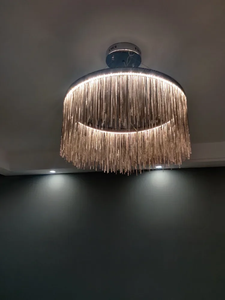 Moderne Luxus Quaste Kette Runde Led Kronleuchter Nordic Design Edelstahl Gold Silber Einzigen Ring Runde Esszimmer Kronleuchter