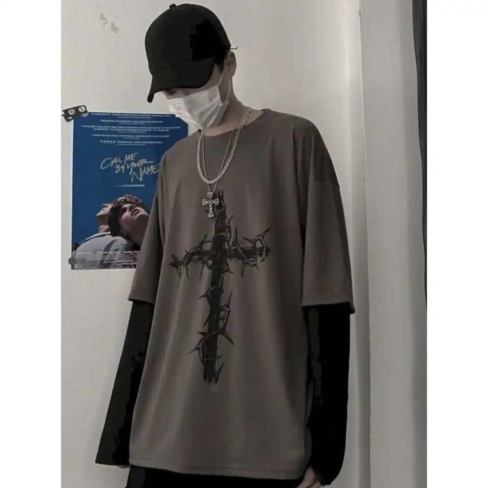 Men's Autumnal Anime Casual Long Sve T-irt Ultra Slim Fit Pure Cotton Warmth-Bearing Modern Sle Henry Collar T-irt