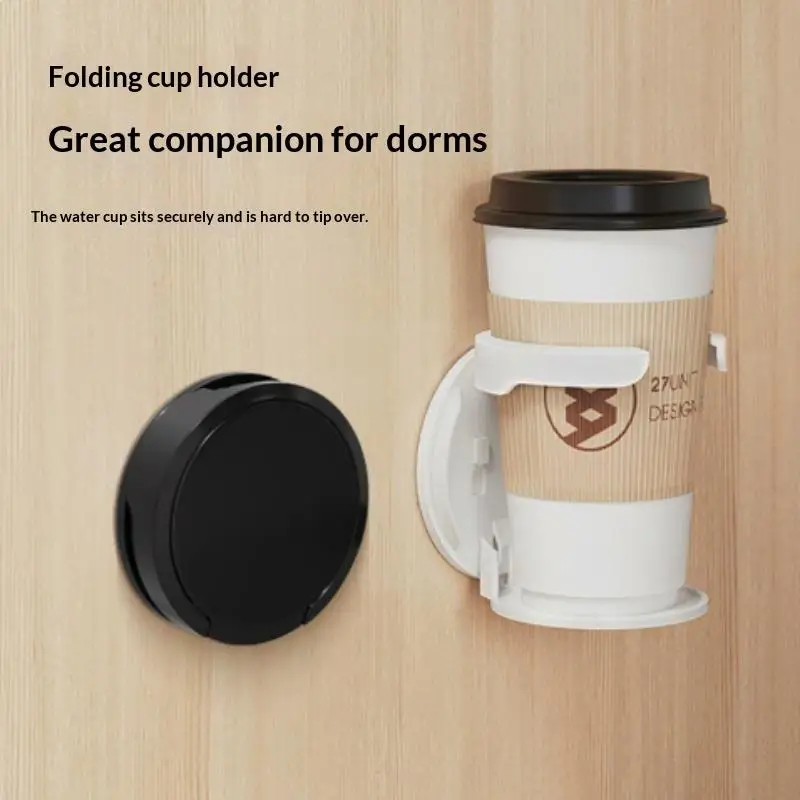 Foldable Wall Mounted Cup Holder Self Adhesive Invisible Design For Bathroom Kitchen Office Storage Organizer Mug Display Rack