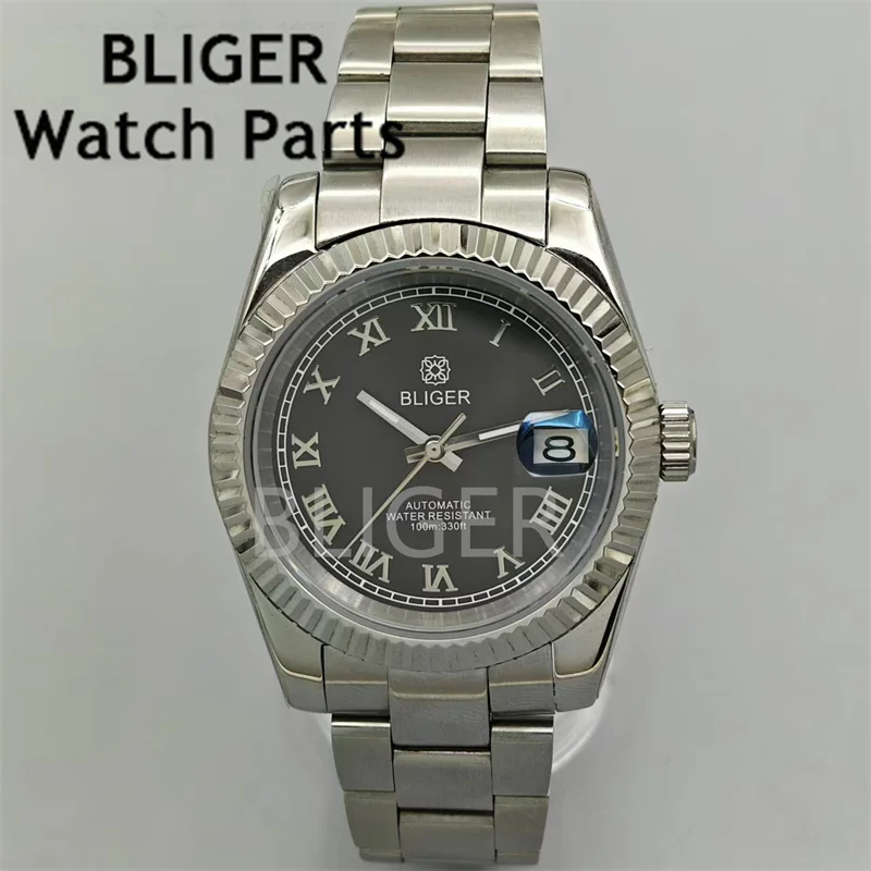 BLIGER 36mm/39mm White Pearl Sunburst Pink Blue Brown With Roman Index AR Coated sapphire glass NH35 Automatic Movement