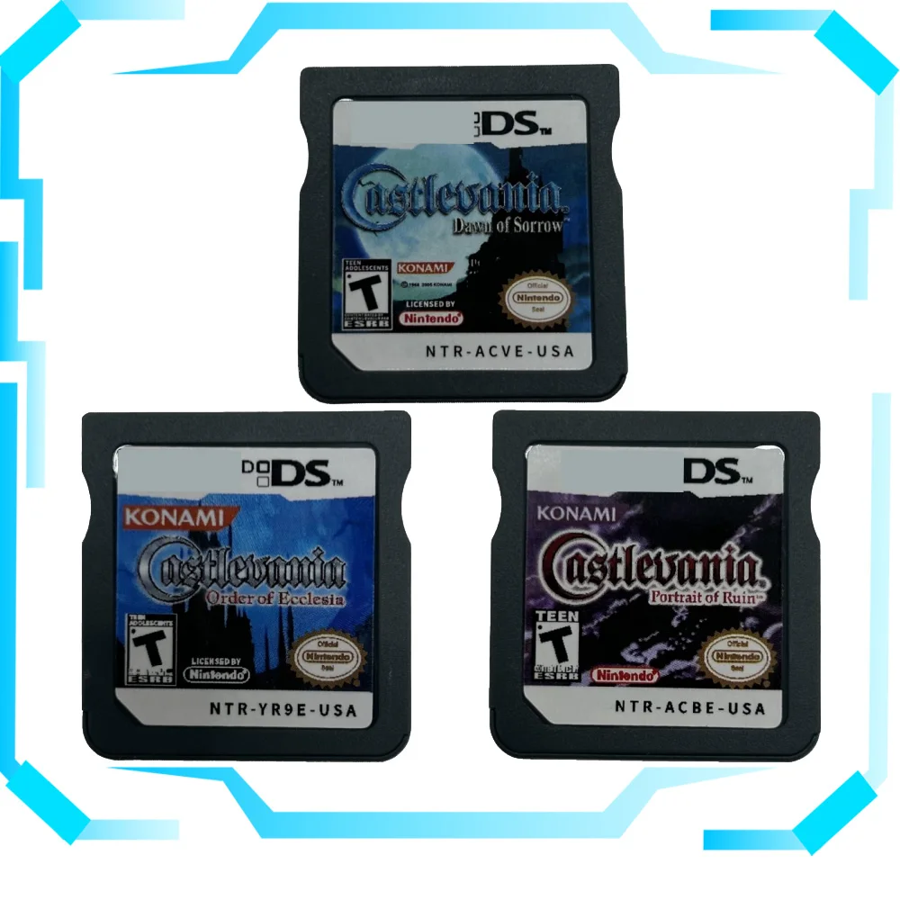 

For Nintendo DS/3DS NDS Card Castlevania Dawn of Sorrow Ruin CASTLEVANIAORDER OF ECCLESIA Game Cards Card Picture Smooth Gift
