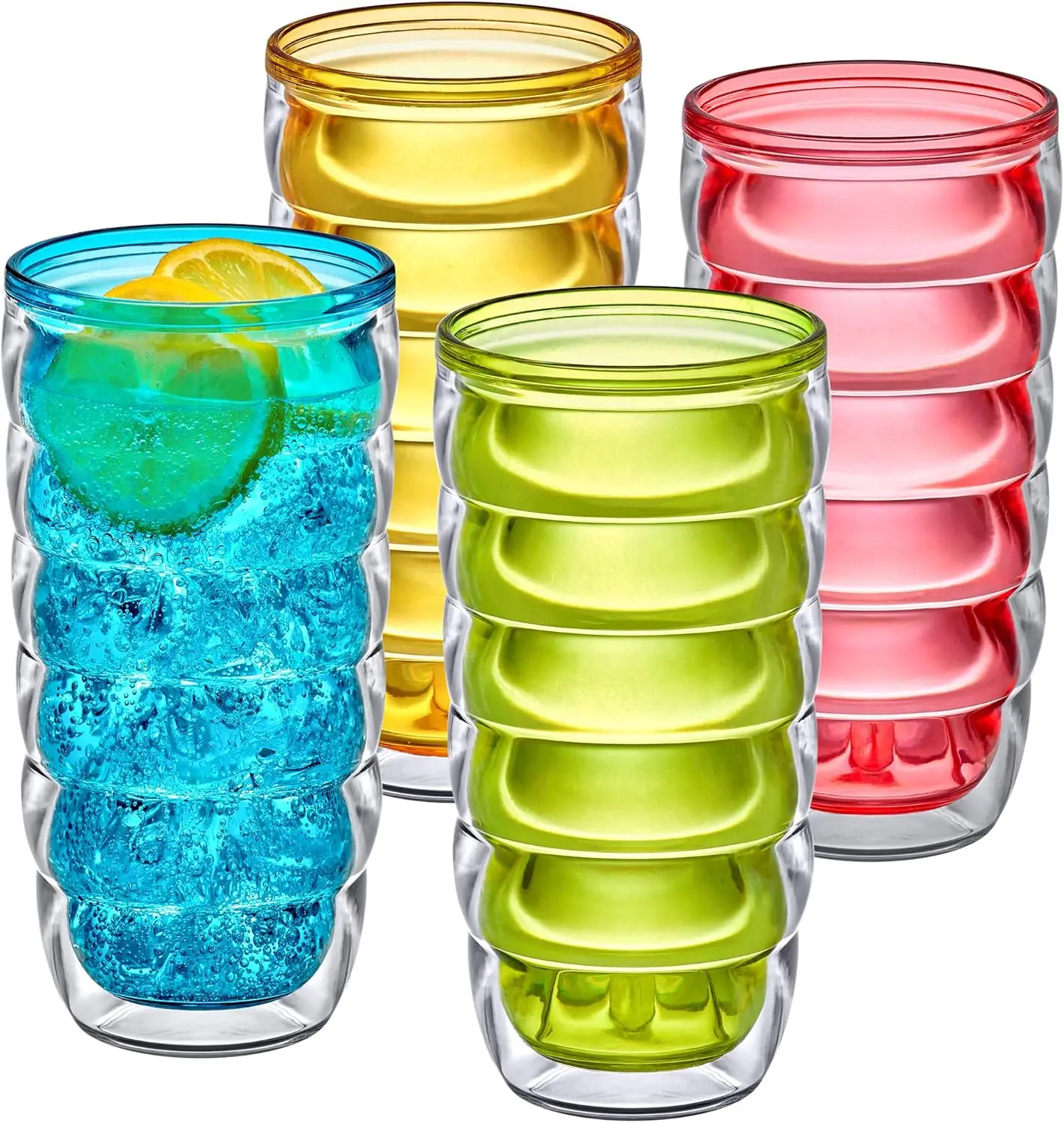 

Набор из 4 термостаканов Arctic объемом 24 унции, двухслойные, разноцветные, из ударопрочного пластика без BPA, можно мыть в посудомоечной машине