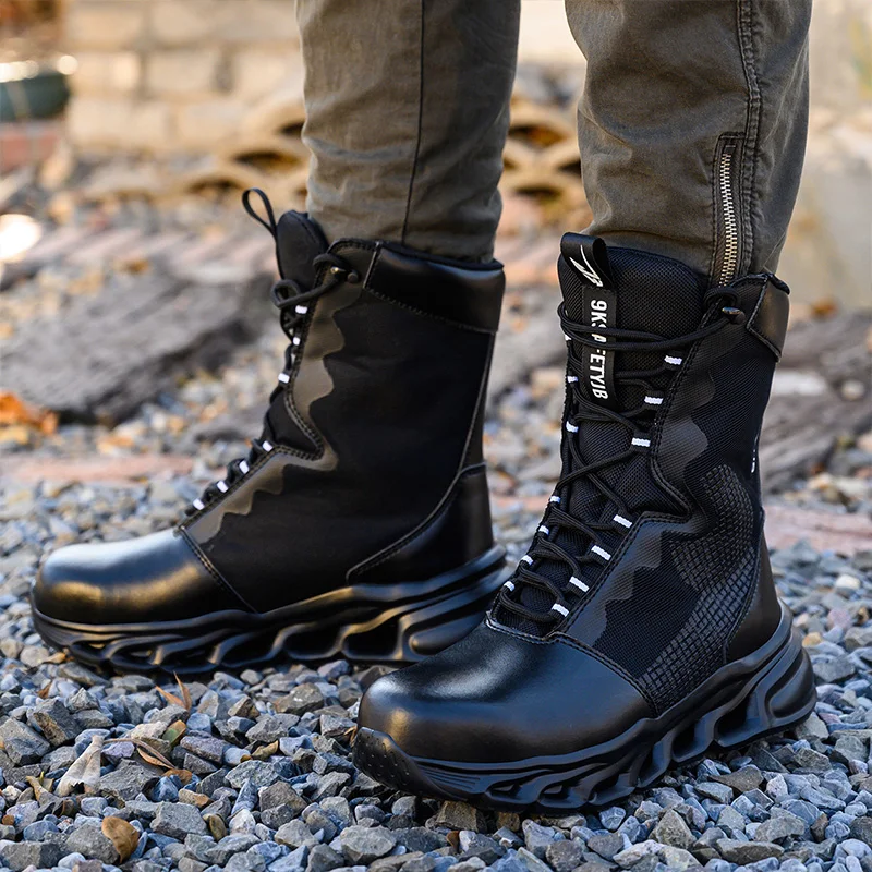 Botas de trabajo largas X, zapatos de seguridad con punta de acero, antigolpes, antipinchazos, zapatos de seguridad de alta calidad, botas para hombre, zapatos protectores para hombre