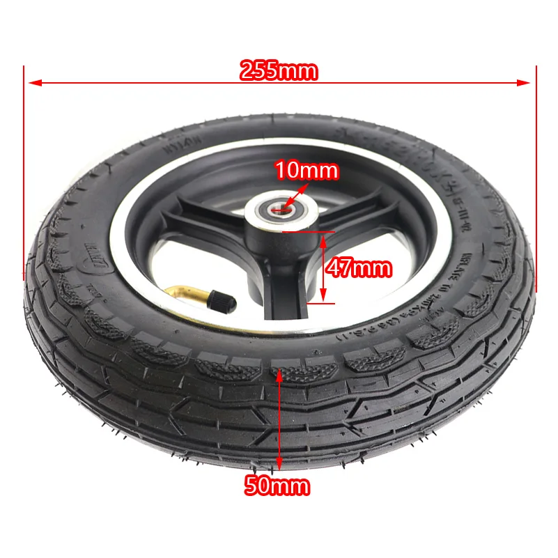 10 Inch Inflatable Wheel Tyre 10x2 Inner Outer Tire with Alloy Rim for Electric Scooter Accessories