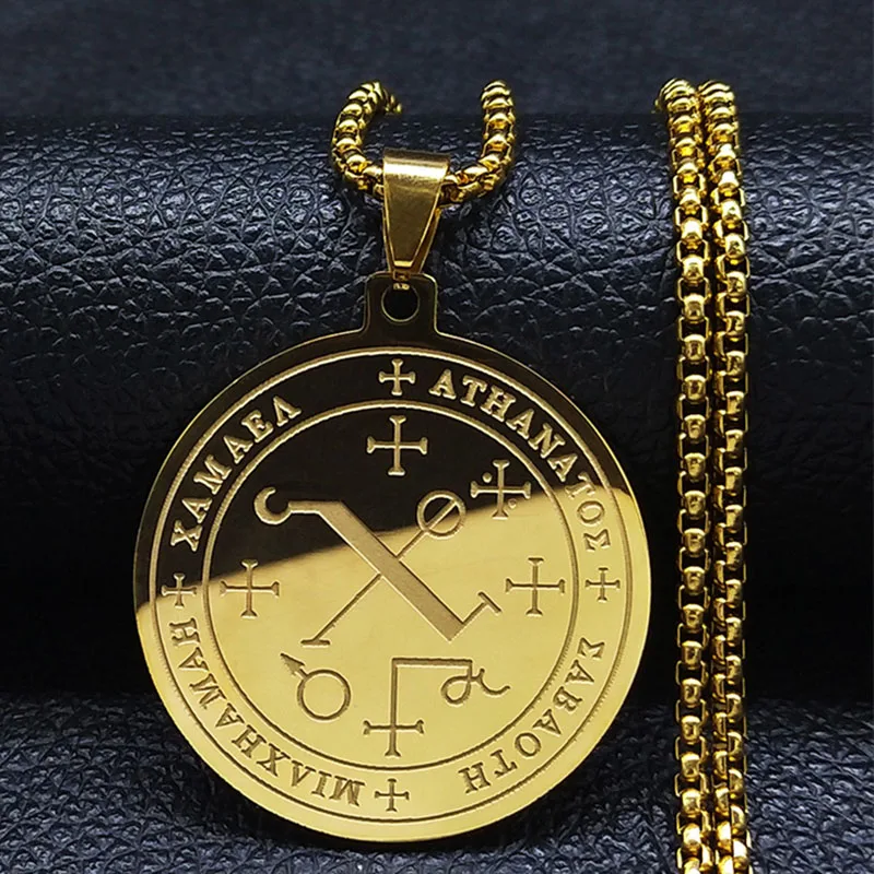 Zeven Aartsengelen Amulet Rvs Kettingen Mannen Zegel van Solomon Talisman Ketting Bescherming Sieraden kraag hombre N1162S2