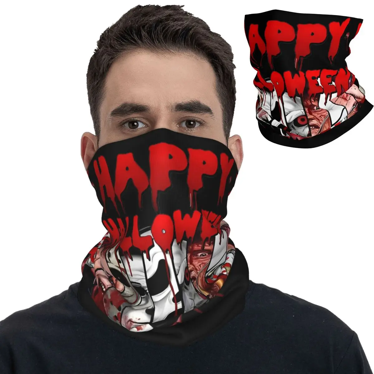 Happy Halloween Scary Skull Bandana Neck Cover Printed Stephen King Characters Mask Scarf Multi-use Headband Fishing Unisex