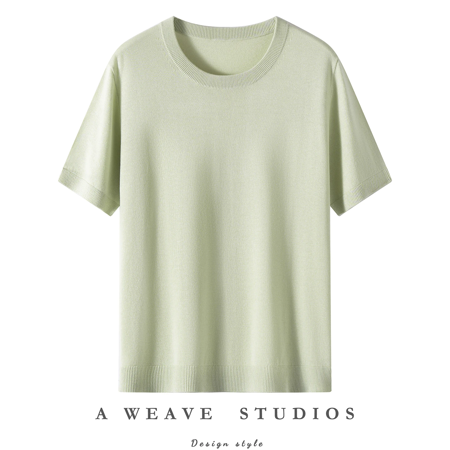 Summer New High Quality Women's T-Shirts Mulberry Silk Knitted T Shirt Short Sleeve Tops Solid Round Neck Cashmere Pullover Tees