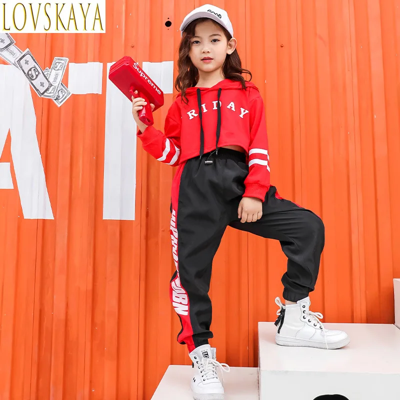 Fashionable hip-hop costumes, children's ballroom dance costumes, girls' jazz loose dance pants, performance display set