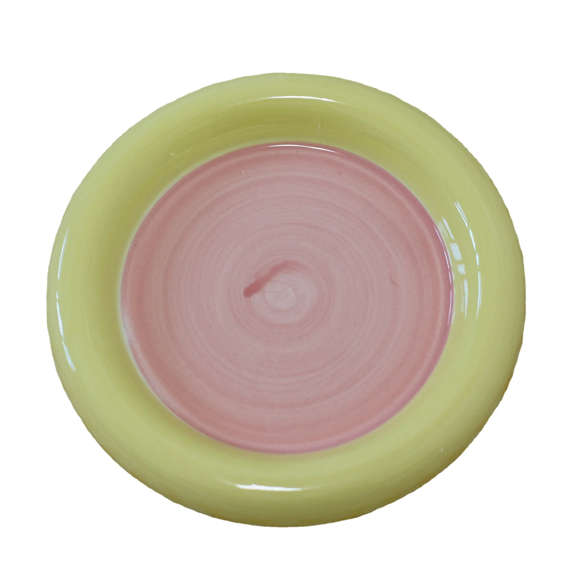 طبق سيراميك مستدير، طبق طعام غربي ذو حدين سميك، طبق للوجبات الخفيفة الإبداعية، أدوات المائدة الأوروبية، أدوات المطبخ ذات الدورة الرئيسية من السيراميك #5