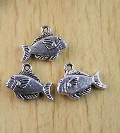 Pendentifs en forme de poisson en argent tibétain, pendentifs Donel en alliage, fournitures faites à la main, HWH1095, 17x13mm, 16 pièces