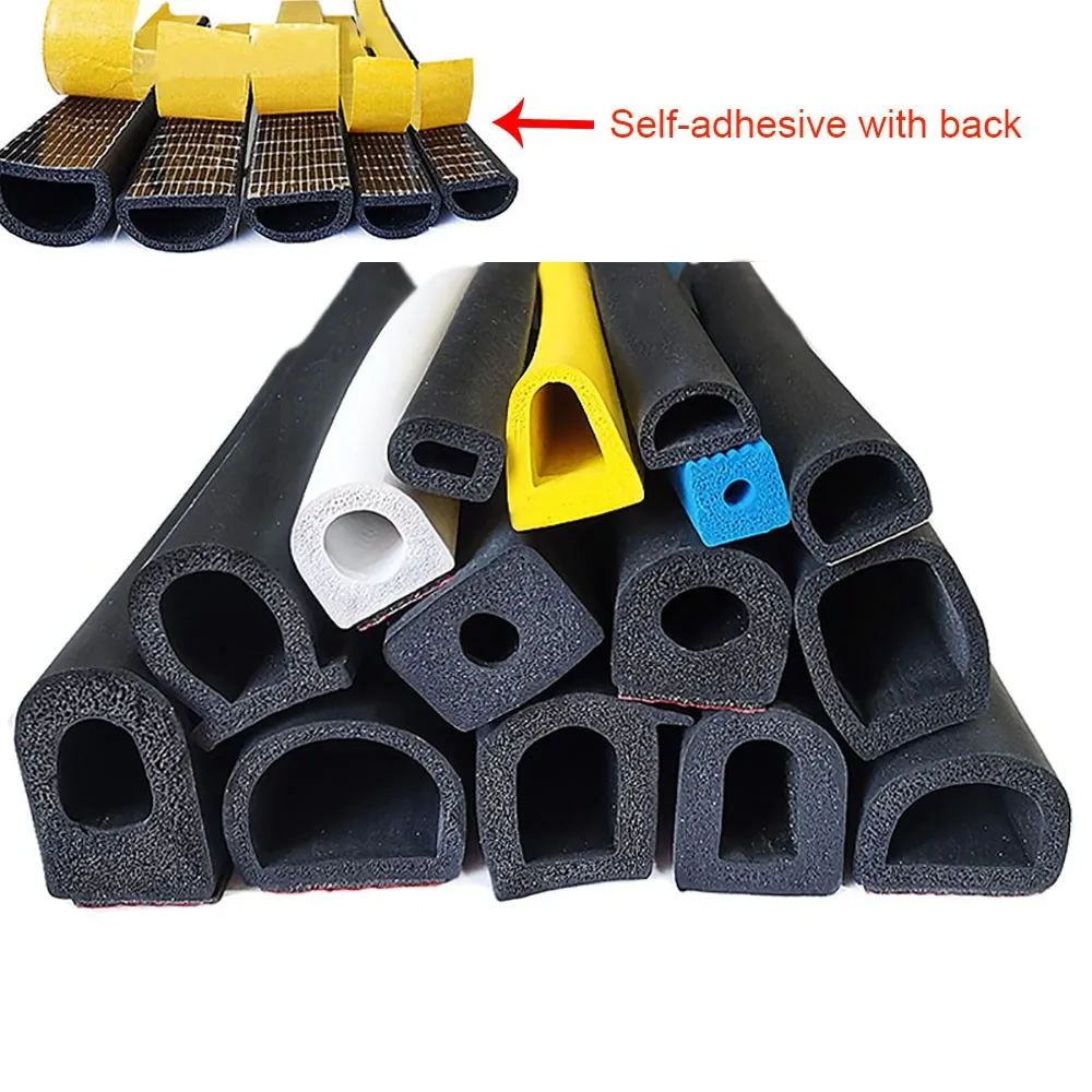1/3/5 Meter Door And Windows Sealing Strip Self-Adhesive D-Shape EPDM Foam Weatherstrip For Car Distribution Cabinet Accessories