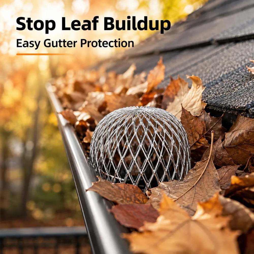 Roof Gutter Leaf Guard Metal Filter Mesh Drain Pipe Cover for Preventing Debris Buildup in Downpipe Rainwater Systems