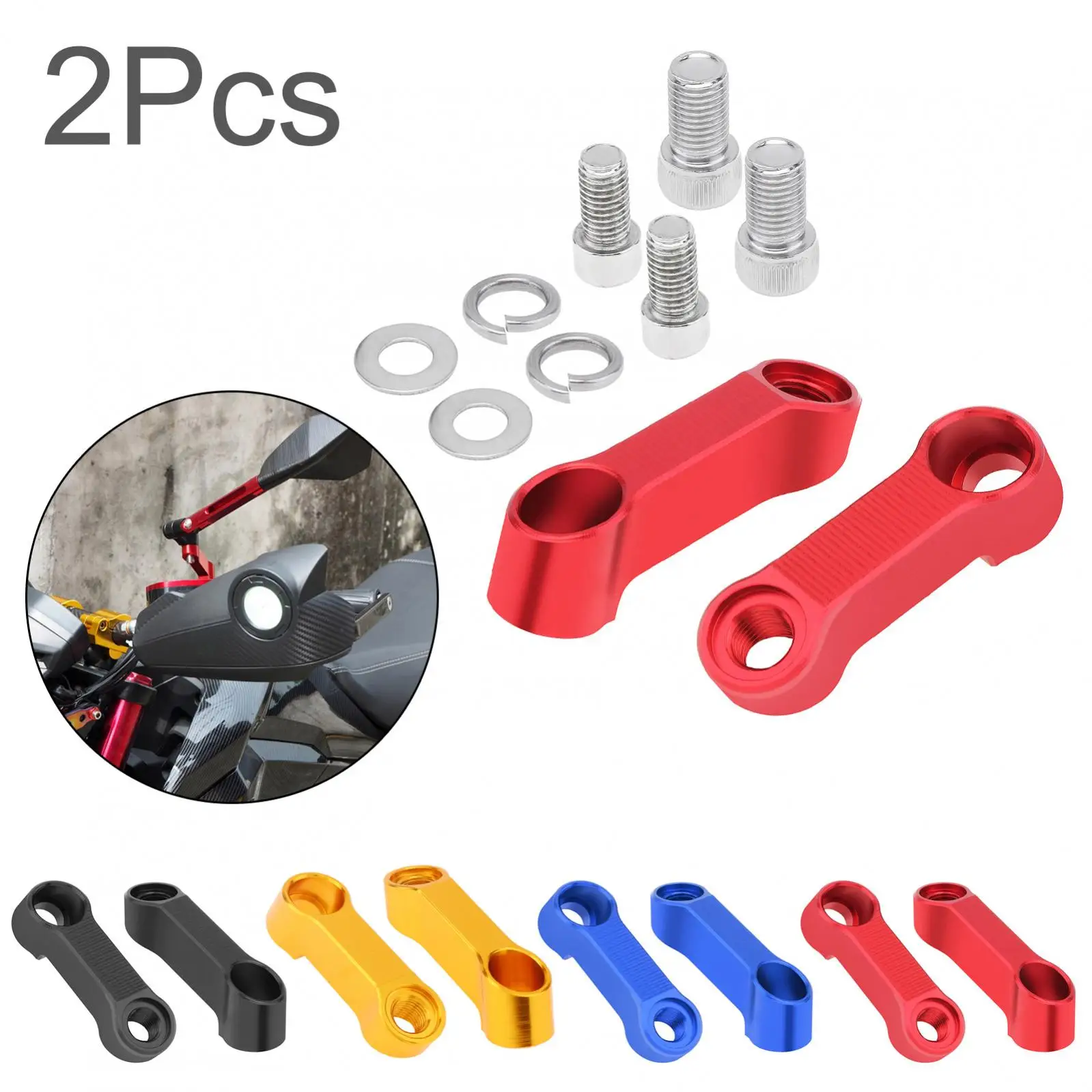 2Pieces 10mm Motorcycle Rearview Mirror Extension Riser Extend Adapter, Aluminum Alloy Expansion Mounting Bracket