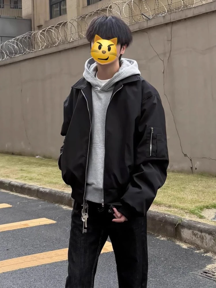 

Bla American High Street Flight Jaet Men's ort ape Outerwear Collar ort Baseball orm Polyester Fiber Long Sve