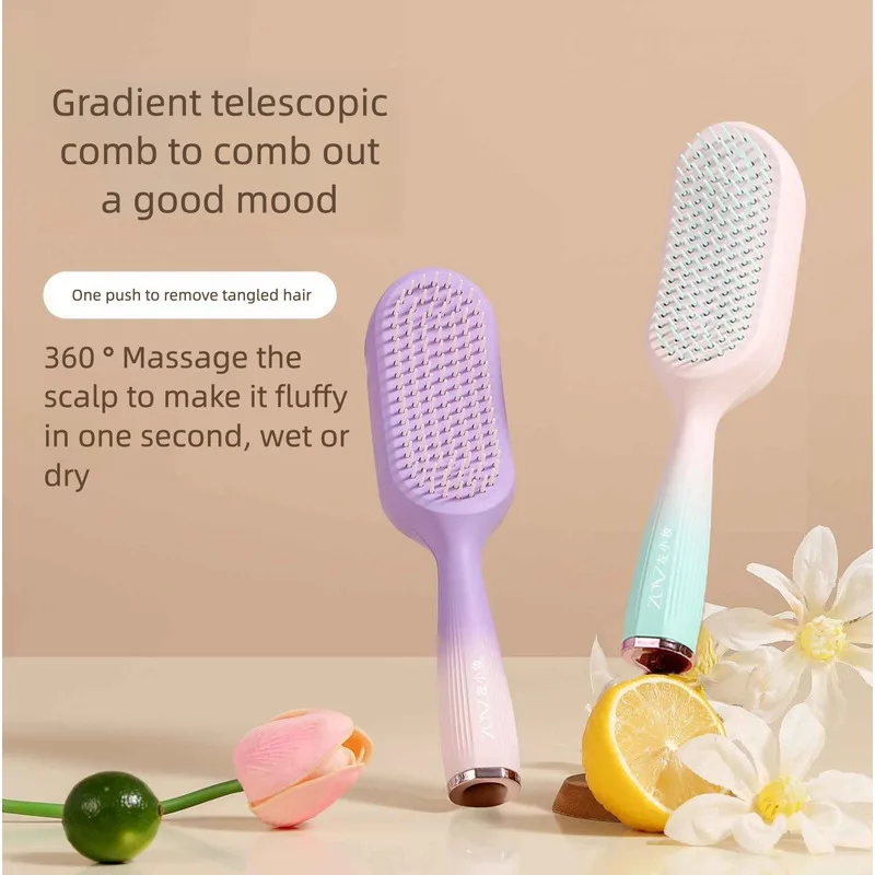 Gradient Color Telescopic Comb, Massage Scalp And Hair Straightening Comb, Dry And Wet Dual-purpose Anti-static Comb