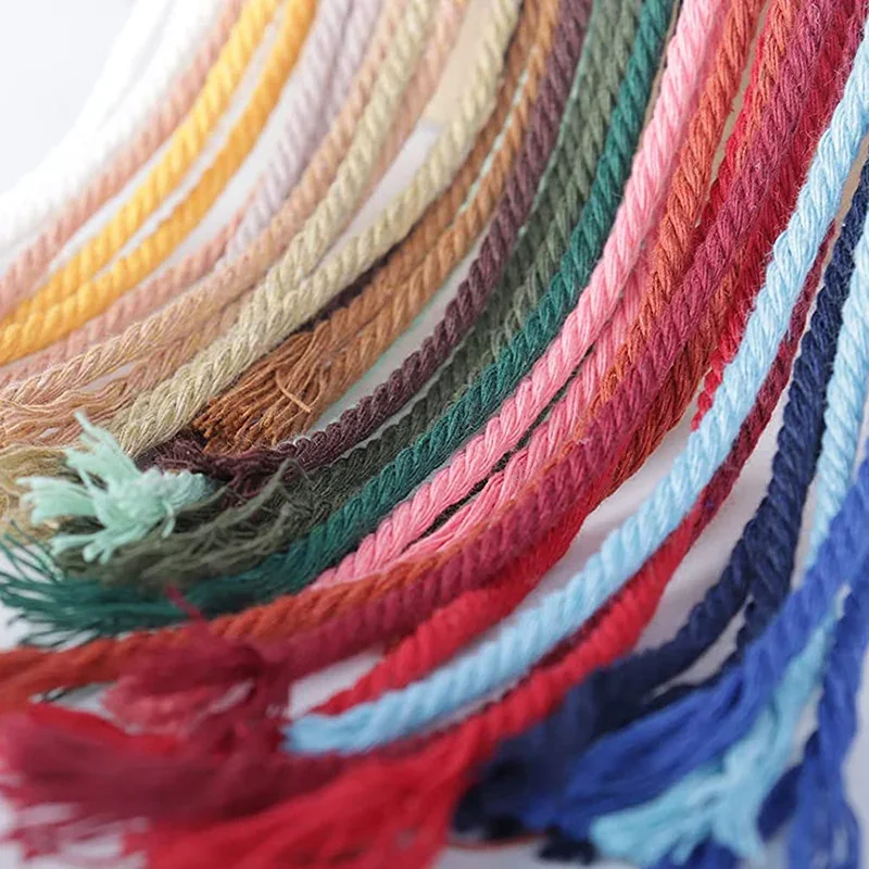 100M/Roll Natural Macrame Cord 3mm Colored Macrame Rope Cotton Rope Macrame Yarn Cotton Craft Cord for Wall Hanging DIY Knitting