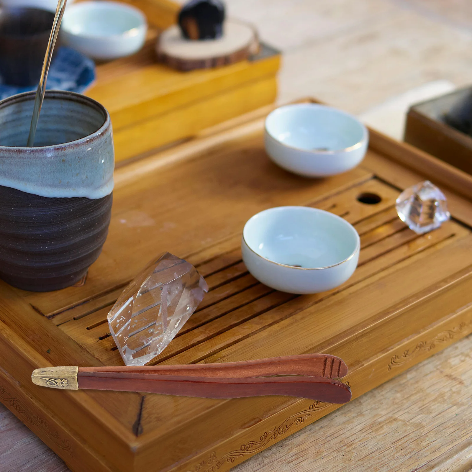 

Tea Clip Wood Anti-Scald Cup Clamp Ergonomic Non-Slip Handle with Textured Head for Loose Leaf Tea Anti-Scald Cup Clip