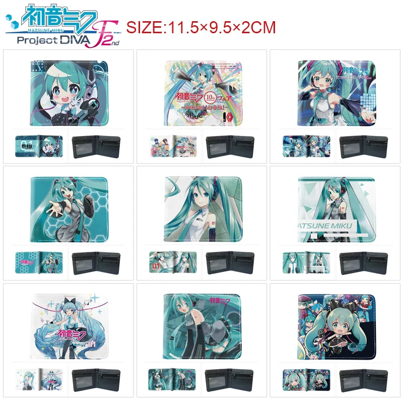 

Anime Hatsune Miku Wallets Short PU Leather Wallet Kawaii Card Holder Cartoon Virtual Singer Manga Coin Purse Coin Pocket Gifts