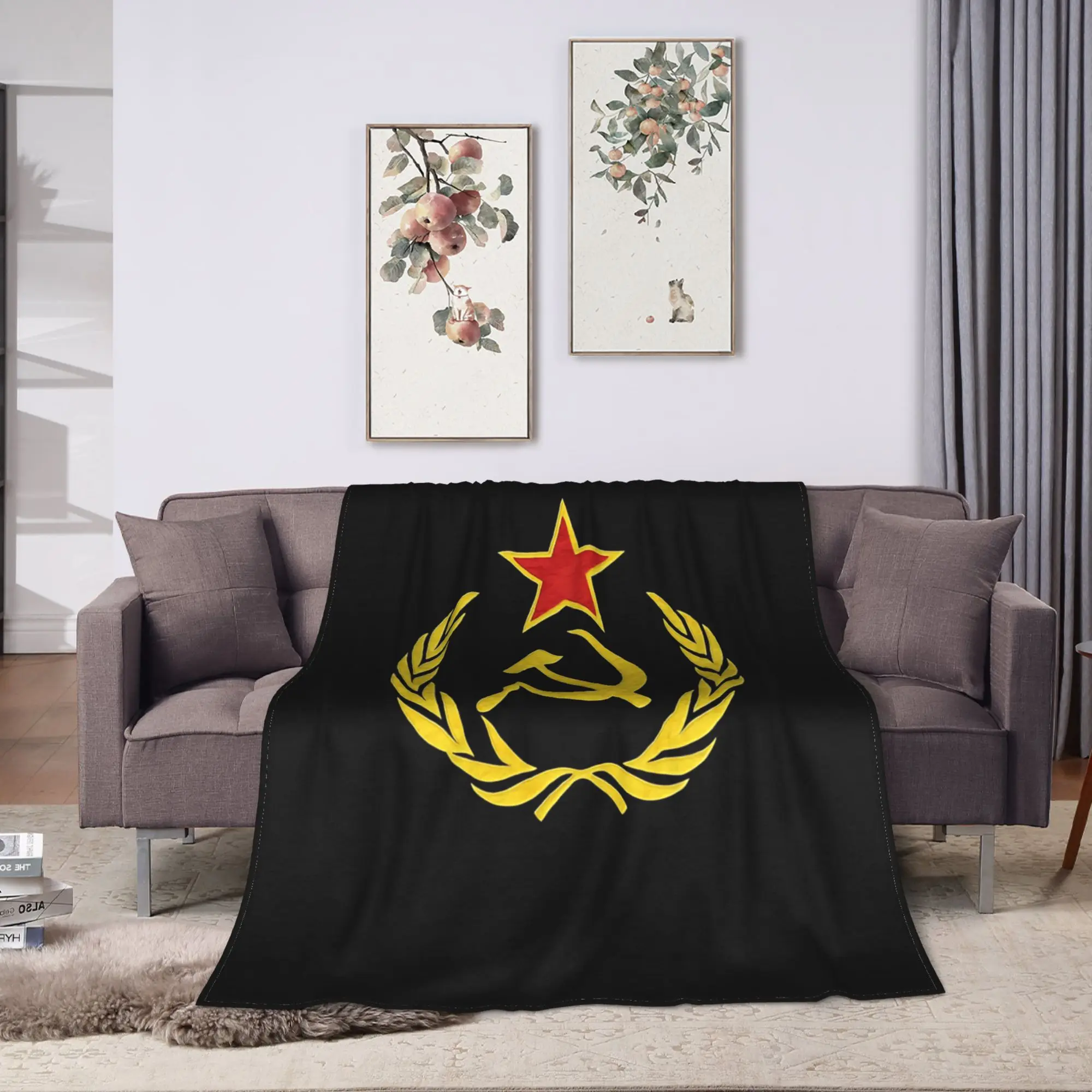 CCCP Soviet Hammer And Sickle Star Warm Blanket  Kids Adult Plush Throw Blanket Graphic Bedroom Flannel Bedspread Sofa Bed Cover