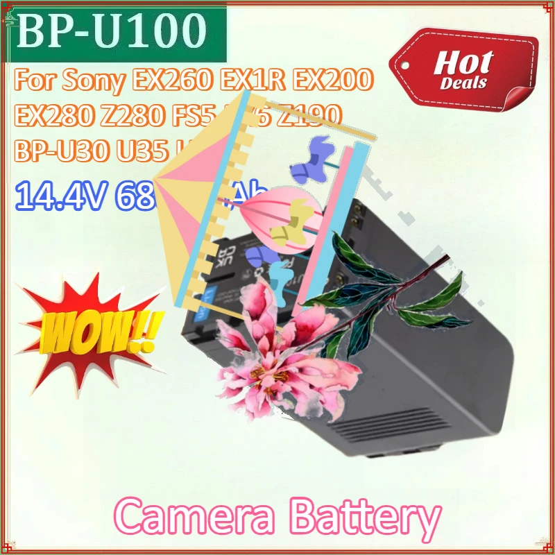 

New BP-U100 14.4V 6800mAh Camera Battery for Sony EX260 EX1R EX200 EX280 Z280 FS5 FX6 Z190 BP-U30 U35 U70 with D-Tap USB Output