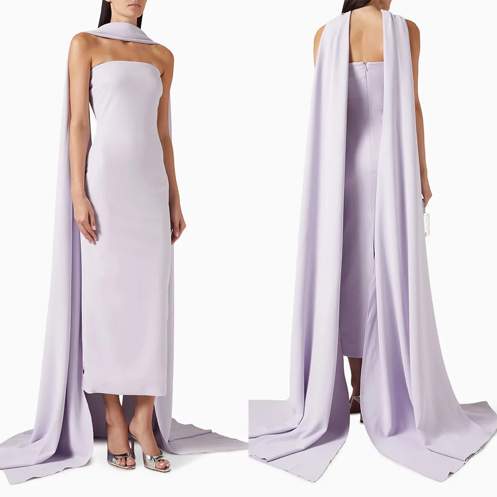 High Quality Customized Strapless Ankle Length Purple Sleeveless Zipper Kleider Damen Elegant فساتين حفلات التخرج Prom Dress