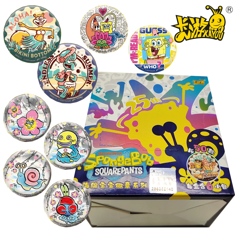 

New KAYOU SpongeBob SquarePants Backpack Round Badges Cartoon Characters Pendant Decoration Christmas Gifts for Friends in Stock