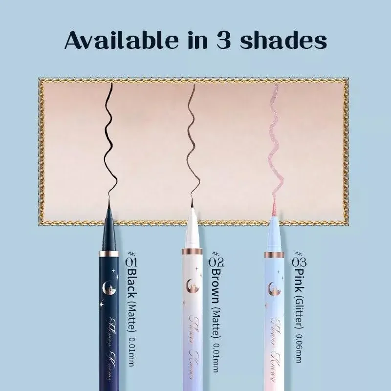 フラワーノウズムーンライトマーメイド防水24時間持続ヴィーガンスマッジプルーフリキッドアイライナー0.5gクルエルティフリーメイクアップバイラル防水