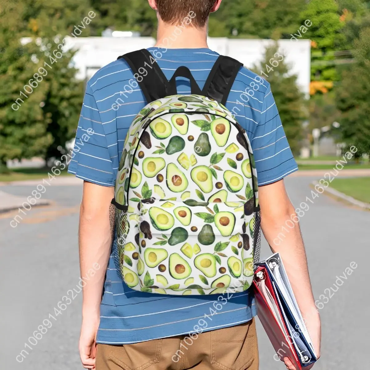 Watercolor Avocado Face Pattern Travel Backpack Men Women School Laptop Bookbag College Student Daypack Bags