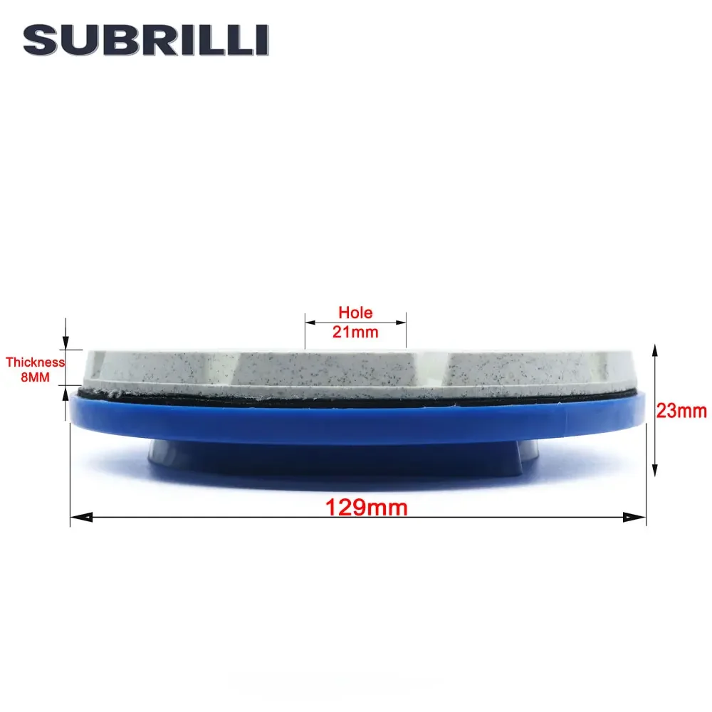 SUBRILLI 5 Inch Edge Polishing Pad Snail Lock Diamond Grinding Wheel Concrete Granite Marble Countertop Abrasive Disc 125mm