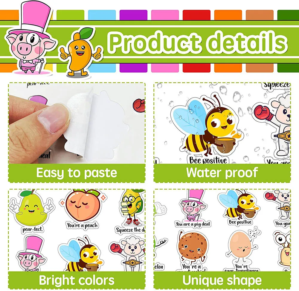 100Pcs Cute Reward Stickers Roll with Word Motivational Stickers for School Teacher Kids Student Stationery Stickers Kids