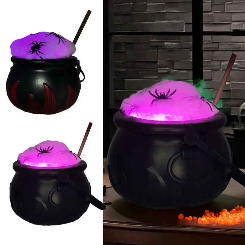 Halloween Witch Candy Pot Halloween Stirring Black Candy Bucket Stirring Stick Design Witch Candy Jar For Porch Front Door