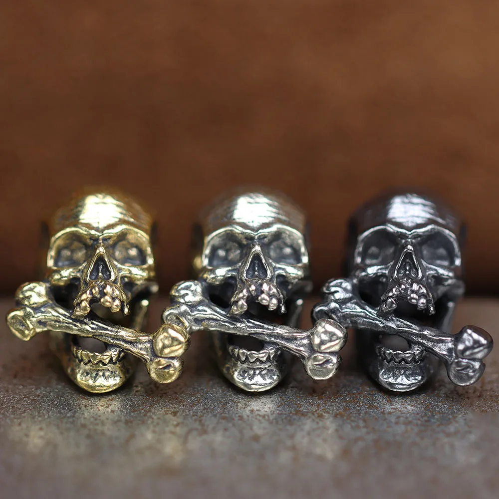 

Bone Skull Head Brass Knife Beads Punk EDC DIY Paracord Woven Bracelet Lanyard Pendants Accessories Outdoor Tool Hangings Charms