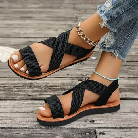 Sommar Utomhus Strand Fritid Damskor Ultralätta Mjuka Sulor Romersk Stil Strandsandaler Mjuka Sulor Stora Storlekar Sandalier 10 best sales romerska sandaler för kvinnor - №8