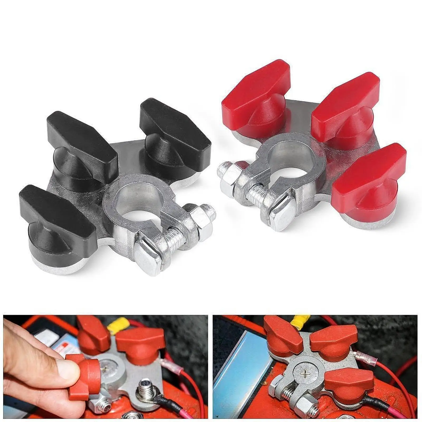 

2 Pieces Multi Connection Top Post Battery Terminals Stainless Steel Bolt Repair Parts Accessory Nylon Nuts Zinc Construction