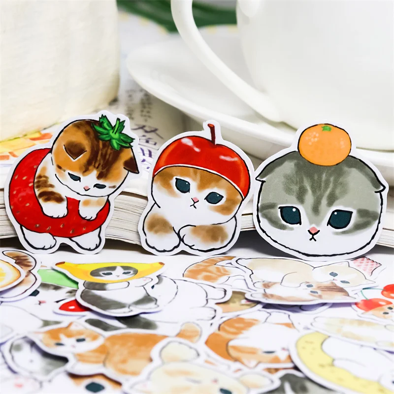 40PCS Cats Handbook Cartoon Sticker DIY Uncut Sketchbook Sticker Pack Book Journal Stickers Scrapbooking Cute School Supplies