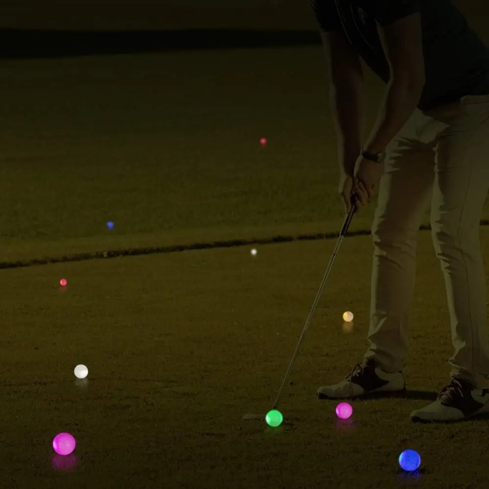 Multicolor Glow In The Dark Golf Balls Resettable Time 40 Hours Battery Life LED Golf Balls 3 Layer Construction Reusable