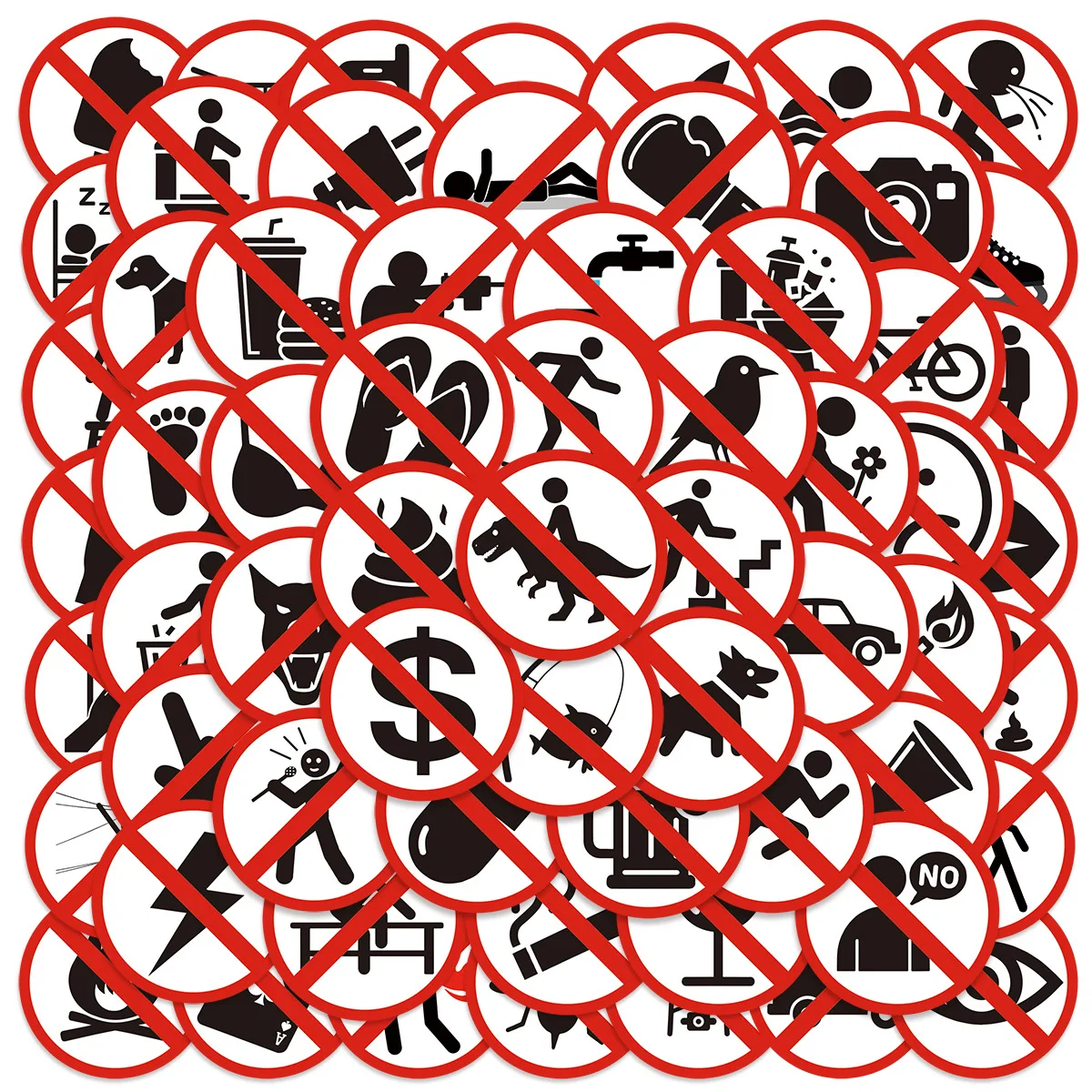 63PCS Lustige Keine Zeichen Graffiti Aufkleber Kreative Warnzeichen Notebook Schreibwaren Box Dekorative Aufkleber