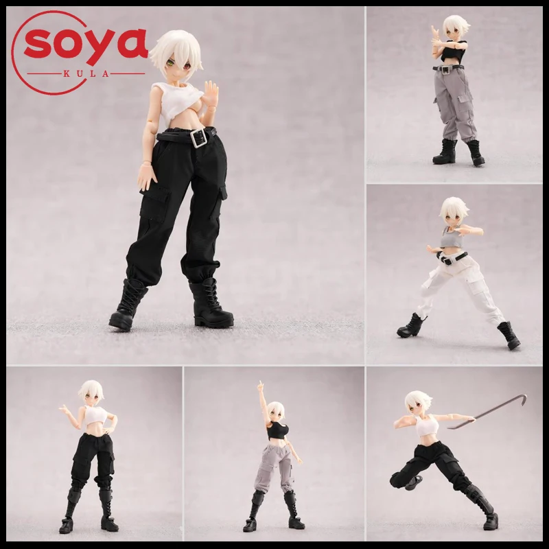 Gilet da ragazza in scala 1/12, pantaloni da lavoro casual, modello di vestiti, adatto per bambole corpo di action figure femminili Azone da 15 cm