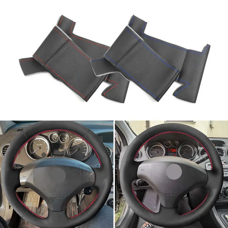 

Hand Stitched Microfiber Leather Car Interior Steering Wheel Cover Trim For Peugeot 308 Old Peugeot 408