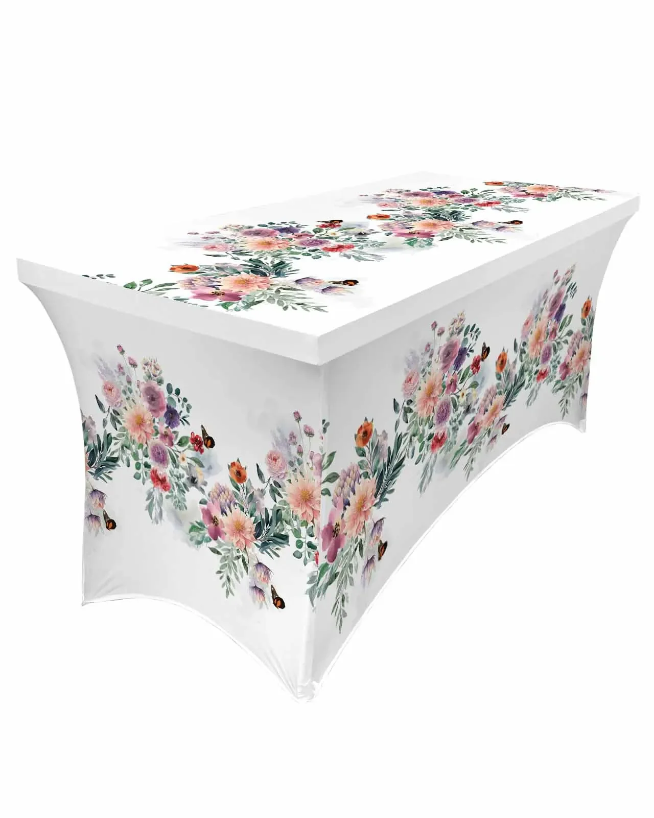 

Watercolor Flowers Butterfly Table Skirt Wedding Decoration Home Birthday Party Table Skirt Dessert Table Cover Home Decor