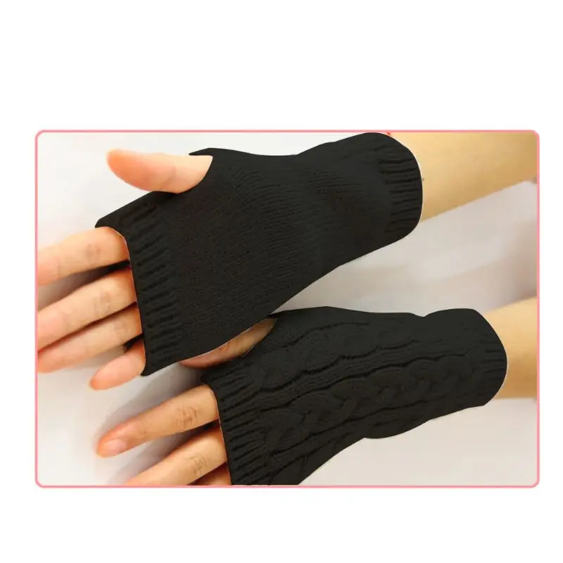 

Ladies Girl Mitten Winter Unisex Arm Warmer Elbow Long Fingerless Knit Gloves