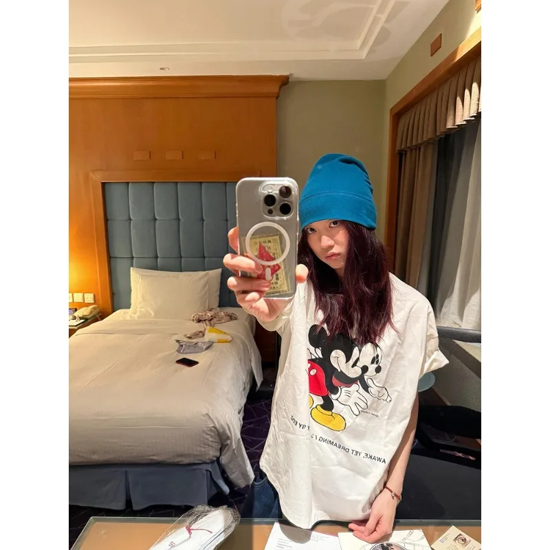 كارتون ميكي ثلاثية الأبعاد رسالة مطبوعة الحد من العمر موضة التجفيف السريع تي شيرت بأكمام قصيرة ، بلايز الشارع العصرية للرجال والنساء