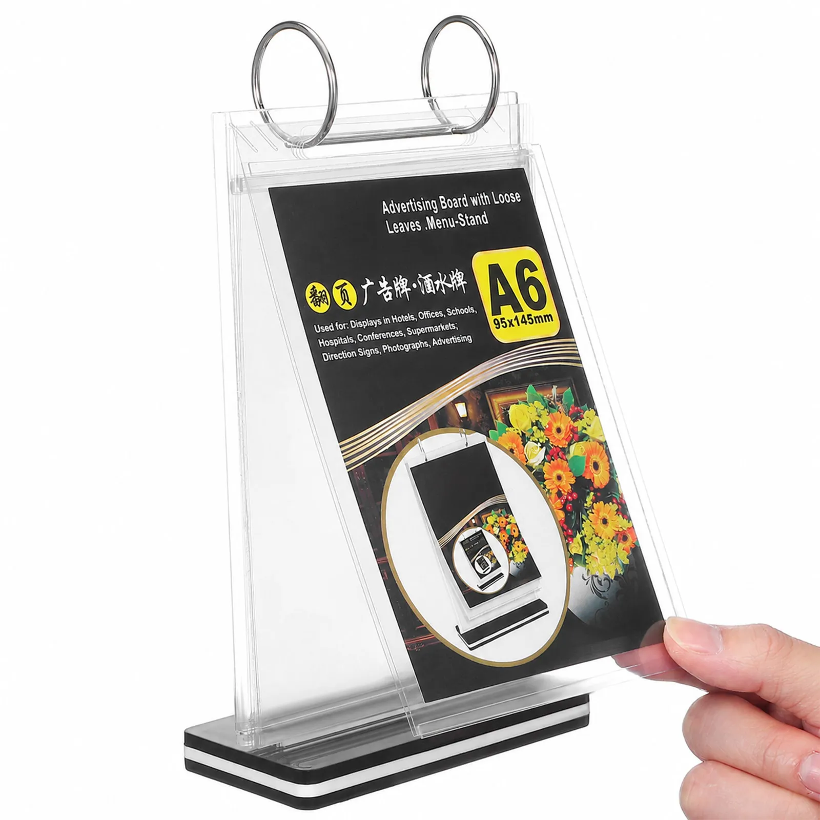 A6 Desktop Menu Display Stand PVC Clear Sign Holder for Restaurants Bars Coffee Shops Retail Stores Supermarkets Exhibitions