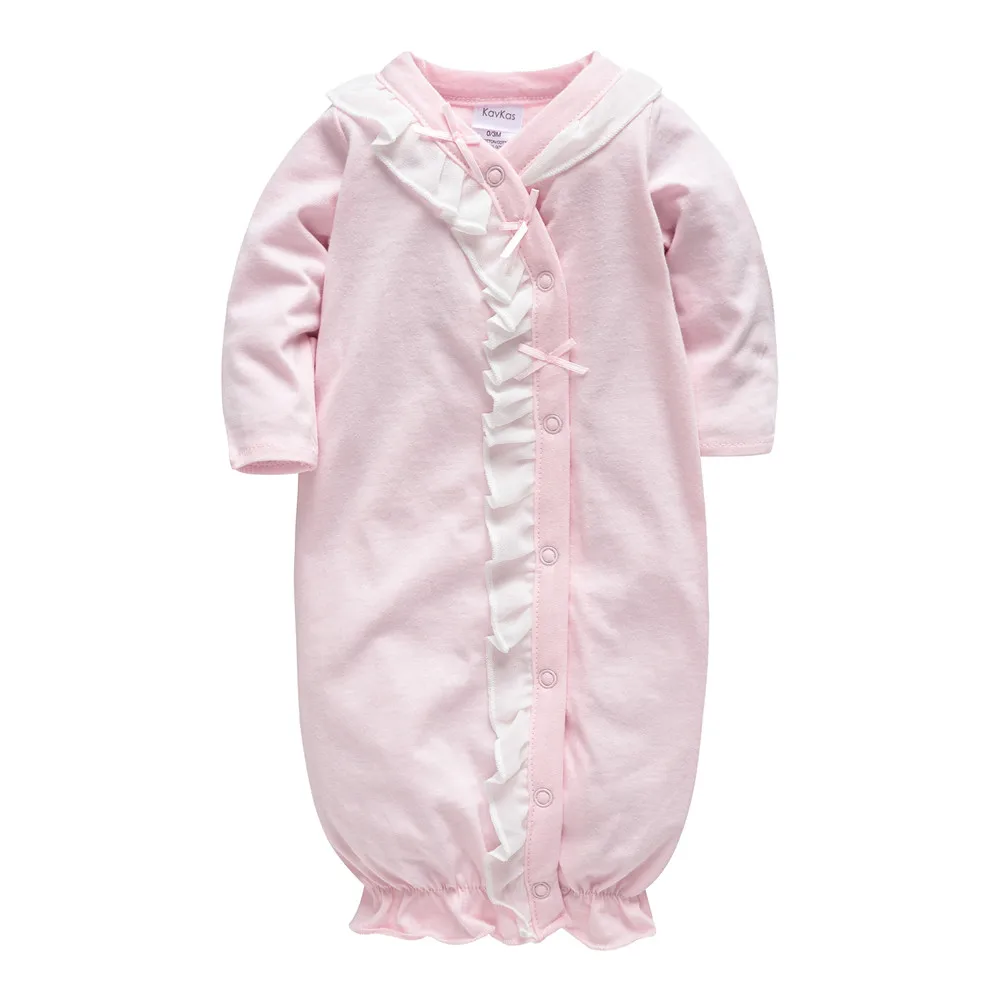 Kavkas Baby Girls Rompers Long Sleeve Pink Cotton Babies Sleepwear Girl Pajamas Newborn 0-3 months Baby Clothing