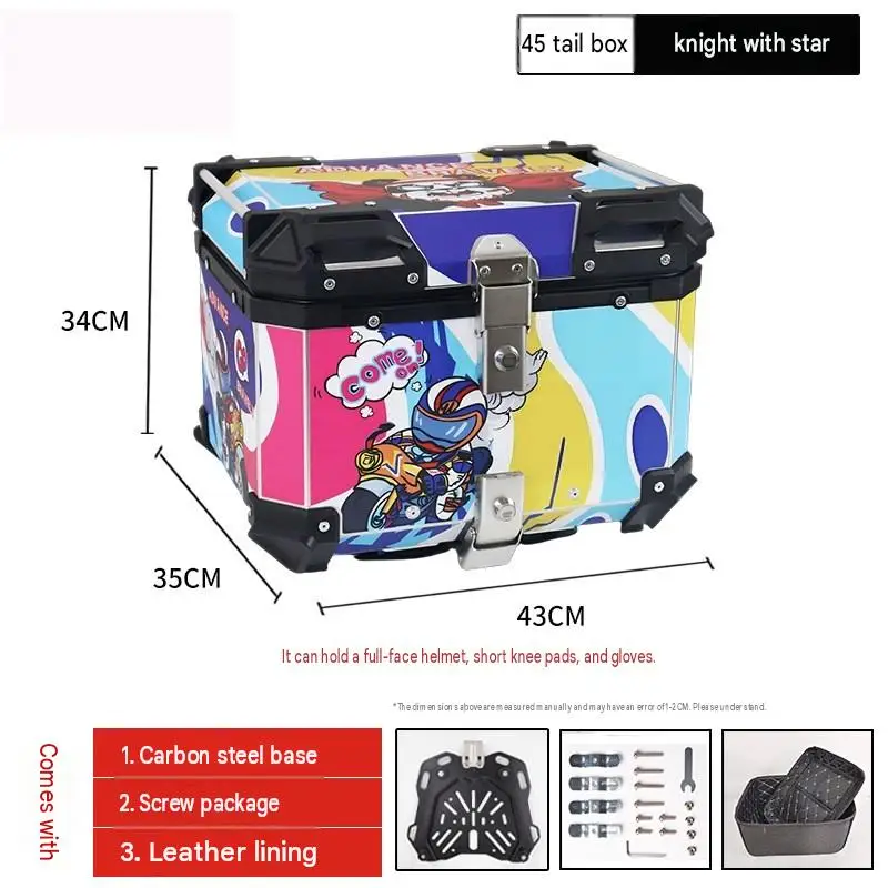 Universal 45L Color‑Print Aluminum Tail Box Fit For ZEEHO AE4 Large‑Space For Riding Gear Storage EV Mod Accessories