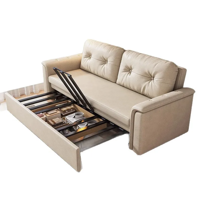 

Cream wind foldable armless sofa bed dual-purpose small apartment living room multi-functional pull-out bed