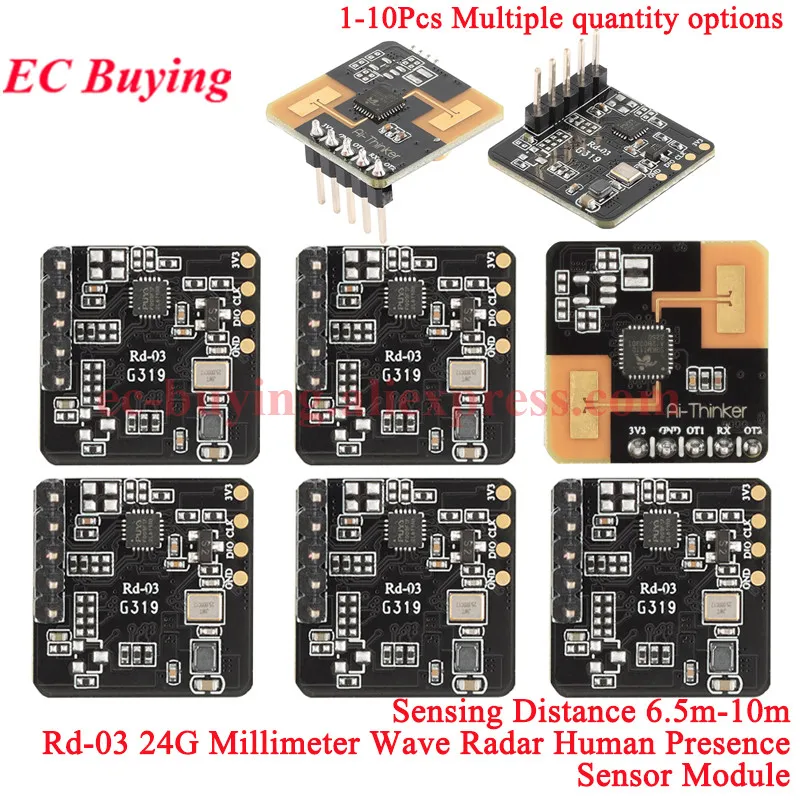1-10Pcs Rd-03 24G Radar Sensor Module 2.4Ghz Human Body Micro Motion Sensing Detection ISM Radio Band UART Interface Antenna